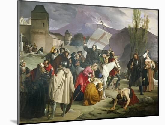 Peter Hermit Riding White Mule with Crucifix in His Hand and Circulating Through Cities-Francesco Hayez-Mounted Giclee Print