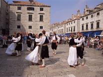 Tourist Board Folk Dancers in Lusa Square, Dubrovnik, Dalmatia, Croatia-Peter Higgins-Photographic Print