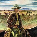 "Cowboy at End of the Day,"June 1, 1947-Peter Hurd-Giclee Print
