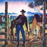 "Cowboys Fishing in Stream," Country Gentleman Cover, June 1, 1950-Peter Hurd-Premier Image Canvas