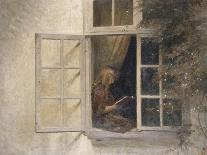 A Girl Reading in a Window-Peter Ilsted-Giclee Print