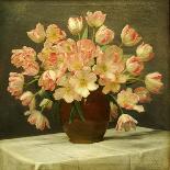 Tulips in a Vase on a Draped Table-Peter Johan Schou-Mounted Premium Giclee Print