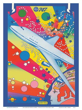 Pan American World Airways - Boeing 747 - Pop Art' Art Print - Peter Max |  Art.com