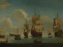 The English Fleet at Anchor with the Admiral's Ship Signalling to the Vice and Rear Admirals of…-Peter Monamy-Framed Giclee Print