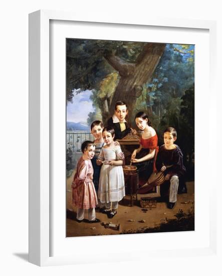 Peter Nikolaievitch Emolov's Children, 1839-Petr Zacharovic Zakharov-Framed Giclee Print