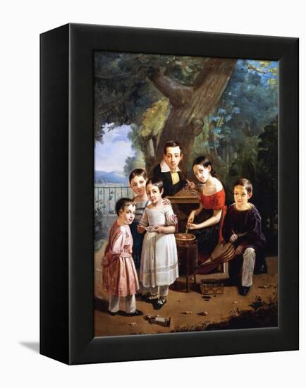 Peter Nikolaievitch Emolov's Children, 1839-Petr Zacharovic Zakharov-Framed Premier Image Canvas