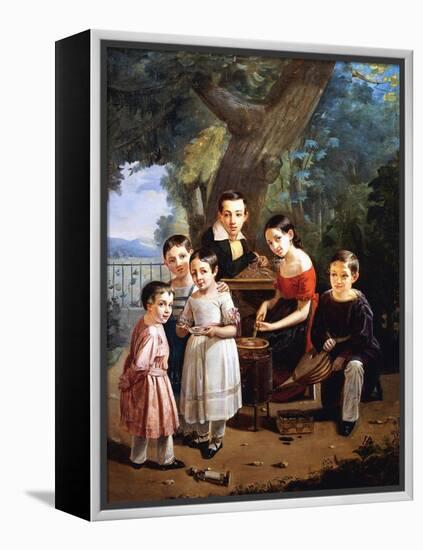 Peter Nikolaievitch Emolov's Children, 1839-Petr Zacharovic Zakharov-Framed Premier Image Canvas