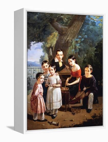 Peter Nikolaievitch Emolov's Children, 1839-Petr Zacharovic Zakharov-Framed Premier Image Canvas
