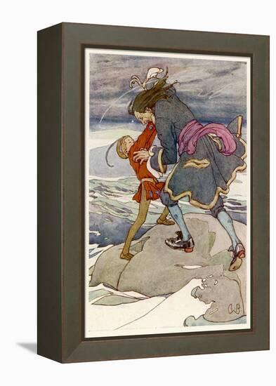 Peter Pan and Captain Hook Fight-Alice B. Woodward-Framed Stretched Canvas