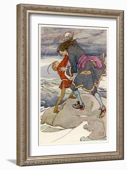 Peter Pan and Captain Hook Fight-Alice B. Woodward-Framed Art Print