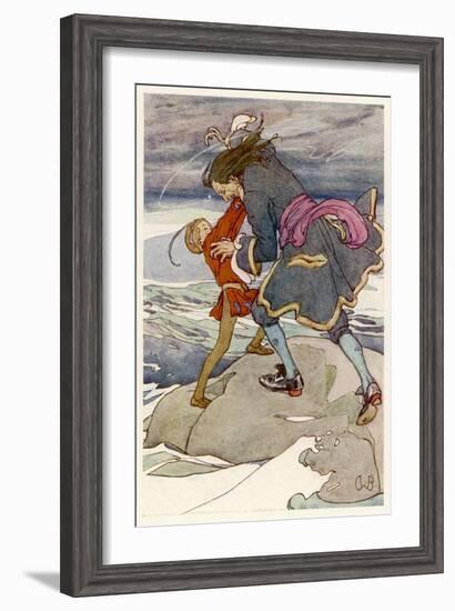 Peter Pan and Captain Hook Fight-Alice B. Woodward-Framed Art Print