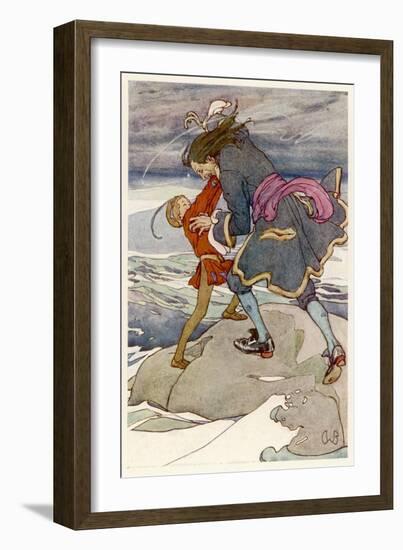 Peter Pan and Captain Hook Fight-Alice B. Woodward-Framed Art Print