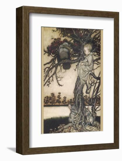 Peter Pan and Solomon Caw-Arthur Rackham-Framed Photographic Print