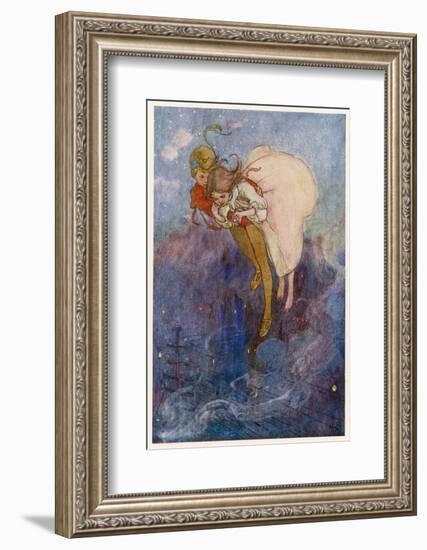 Peter Pan and Wendy Float Away Over the City-Alice B. Woodward-Framed Photographic Print