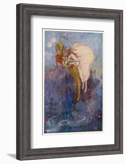 Peter Pan and Wendy Float Away Over the City-Alice B. Woodward-Framed Photographic Print