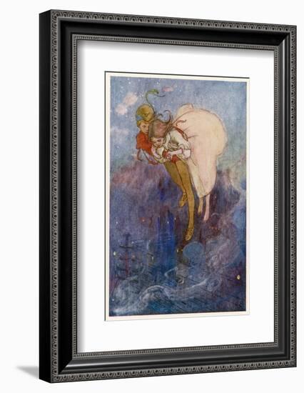 Peter Pan and Wendy Float Away Over the City-Alice B. Woodward-Framed Photographic Print