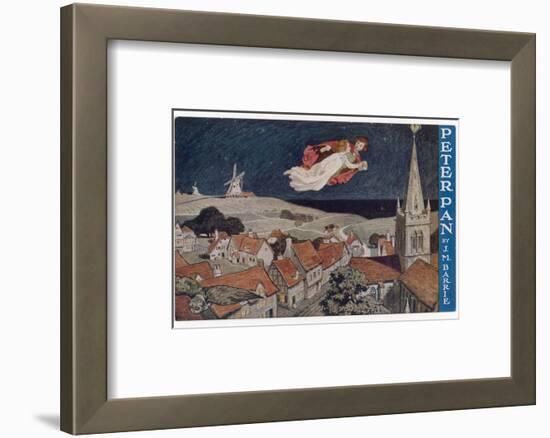 Peter Pan and Wendy Fly Over the Rooftops in a Poster to Advertise the Stage Show-null-Framed Photographic Print