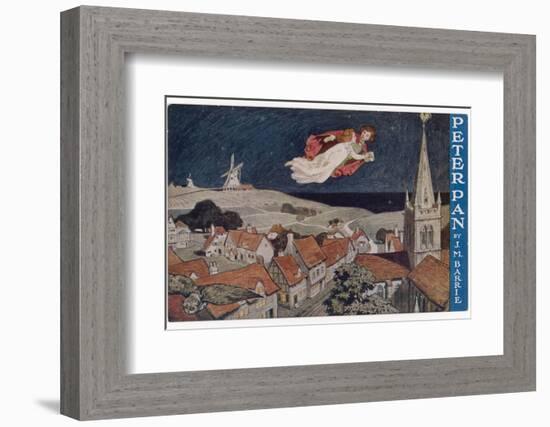 Peter Pan and Wendy Fly Over the Rooftops in a Poster to Advertise the Stage Show-null-Framed Photographic Print