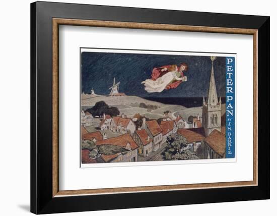 Peter Pan and Wendy Fly Over the Rooftops in a Poster to Advertise the Stage Show-null-Framed Photographic Print