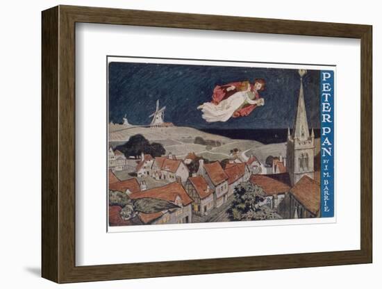 Peter Pan and Wendy Fly Over the Rooftops in a Poster to Advertise the Stage Show-null-Framed Premium Photographic Print