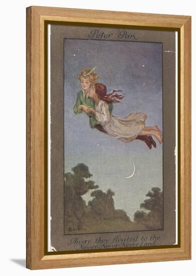 Peter Pan and Wendy Fly to Never-Never Land-S. Barham-Framed Premier Image Canvas