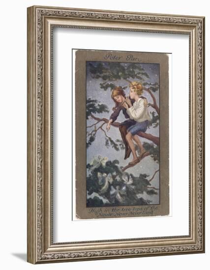 Peter Pan and Wendy Sit in a Treetop in Never-Never Land-S. Barham-Framed Photographic Print