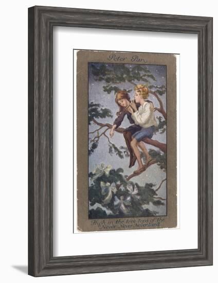 Peter Pan and Wendy Sit in a Treetop in Never-Never Land-S. Barham-Framed Photographic Print