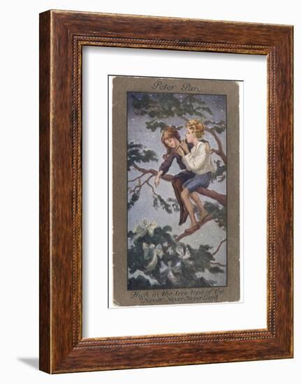 Peter Pan and Wendy Sit in a Treetop in Never-Never Land-S. Barham-Framed Photographic Print