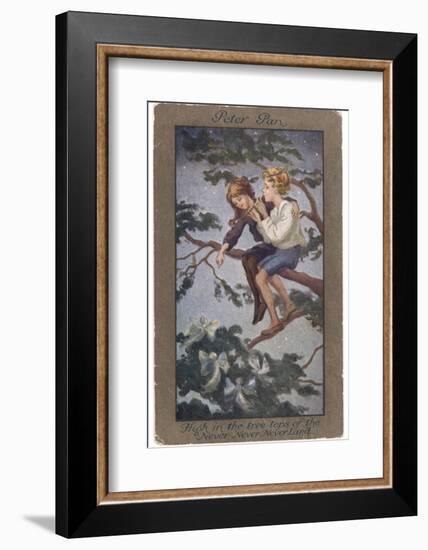 Peter Pan and Wendy Sit in a Treetop in Never-Never Land-S. Barham-Framed Photographic Print