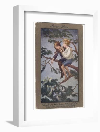 Peter Pan and Wendy Sit in a Treetop in Never-Never Land-S. Barham-Framed Photographic Print