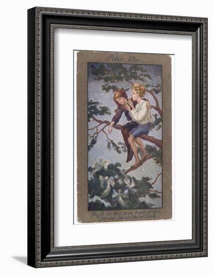 Peter Pan and Wendy Sit in a Treetop in Never-Never Land-S. Barham-Framed Photographic Print