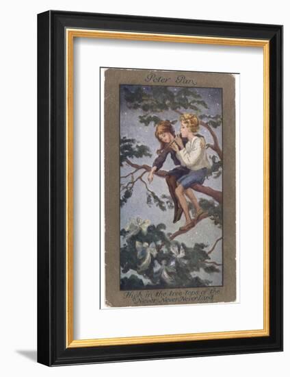 Peter Pan and Wendy Sit in a Treetop in Never-Never Land-S. Barham-Framed Photographic Print