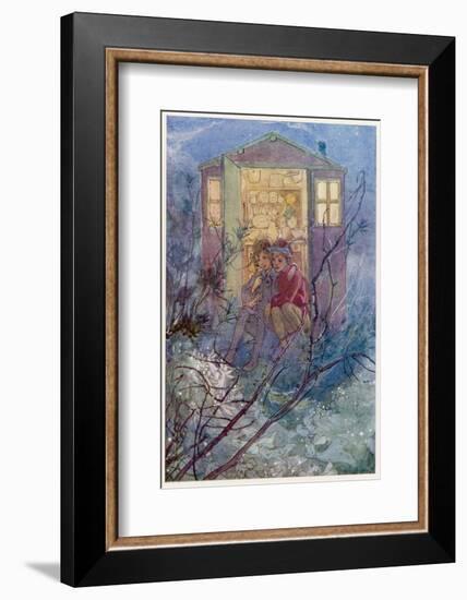Peter Pan and Wendy Sit on the Doorstep of the Wendy House-Alice B. Woodward-Framed Photographic Print