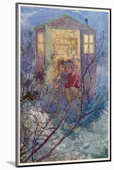 Peter Pan and Wendy Sit on the Doorstep of the Wendy House-Alice B. Woodward-Mounted Photographic Print