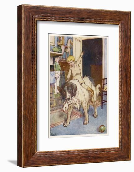 Peter Pan, Michael Rides on the Back of the Dog Nana-Alice B. Woodward-Framed Photographic Print