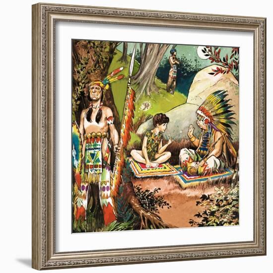 Peter Pan Talks with the Chieftain, Illustration from 'Peter Pan' by J.M. Barrie-Nadir Quinto-Framed Giclee Print