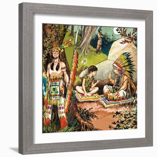 Peter Pan Talks with the Chieftain, Illustration from 'Peter Pan' by J.M. Barrie-Nadir Quinto-Framed Giclee Print