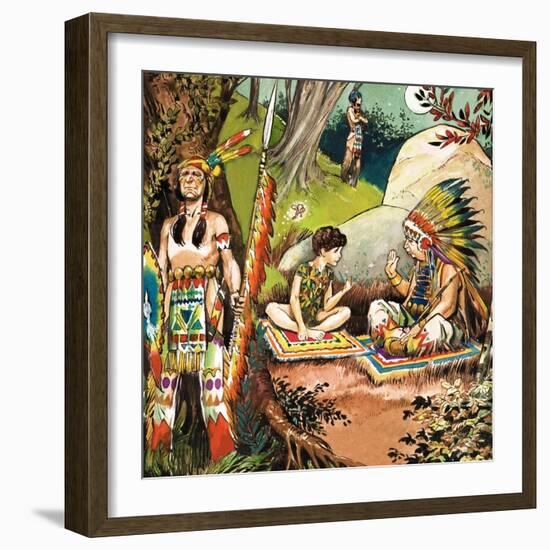 Peter Pan Talks with the Chieftain, Illustration from 'Peter Pan' by J.M. Barrie-Nadir Quinto-Framed Giclee Print