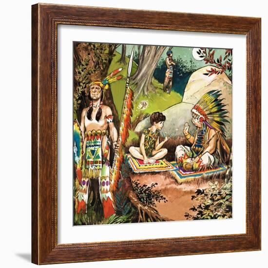 Peter Pan Talks with the Chieftain, Illustration from 'Peter Pan' by J.M. Barrie-Nadir Quinto-Framed Giclee Print