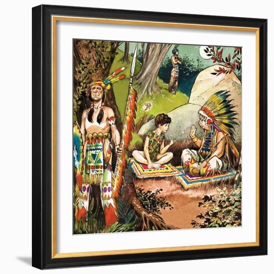 Peter Pan Talks with the Chieftain, Illustration from 'Peter Pan' by J.M. Barrie-Nadir Quinto-Framed Giclee Print