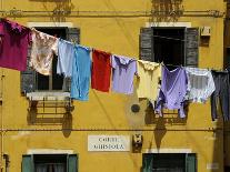 Clothes Hanging on a Washing Line Between Houses, Venice, Veneto, Italy, Europe-Peter Richardson-Photographic Print