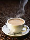 A Steaming Cup of Coffee on Coffee Beans-Peter Sapper-Premier Image Canvas