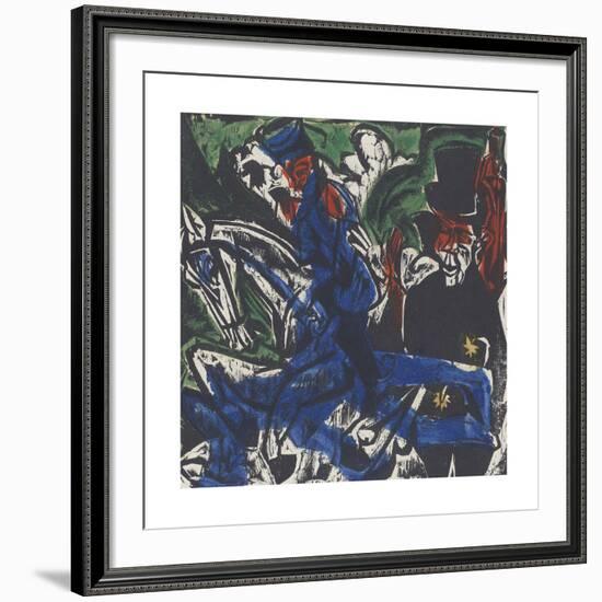 Peter Schlemihl's Wondrous Story - Schlemihl Encounters the Little Gray Man on the Road-Ernst Ludwig Kirchner-Framed Premium Giclee Print