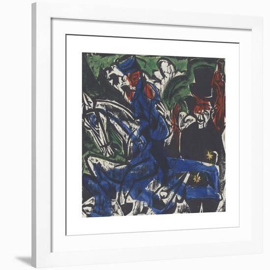 Peter Schlemihl's Wondrous Story - Schlemihl Encounters the Little Gray Man on the Road-Ernst Ludwig Kirchner-Framed Premium Giclee Print