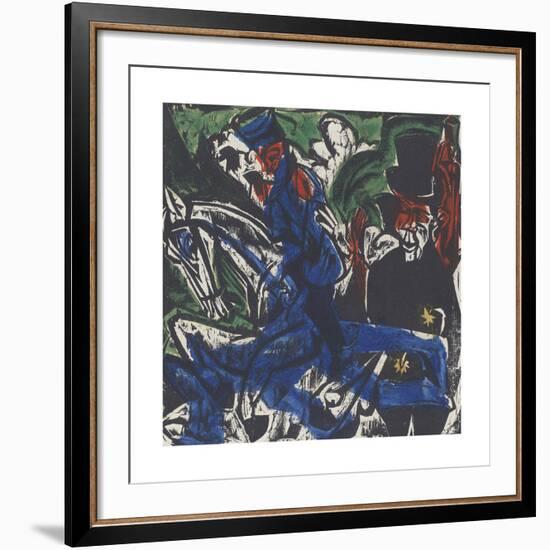 Peter Schlemihl's Wondrous Story - Schlemihl Encounters the Little Gray Man on the Road-Ernst Ludwig Kirchner-Framed Premium Giclee Print