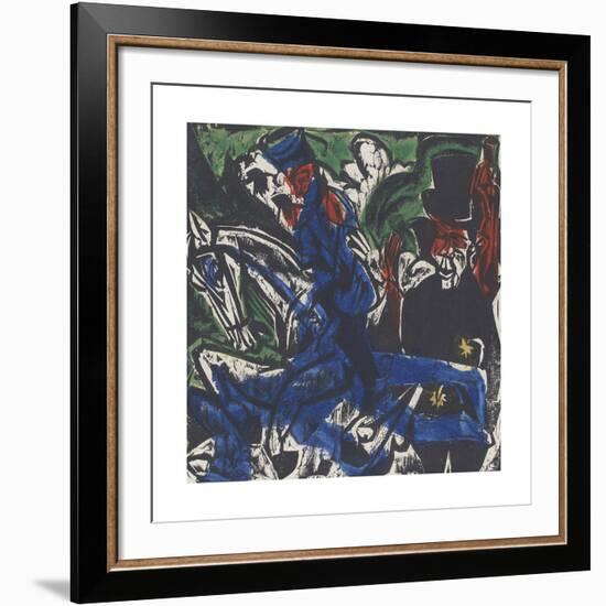 Peter Schlemihl's Wondrous Story - Schlemihl Encounters the Little Gray Man on the Road-Ernst Ludwig Kirchner-Framed Premium Giclee Print