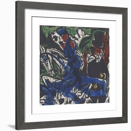 Peter Schlemihl's Wondrous Story - Schlemihl Encounters the Little Gray Man on the Road-Ernst Ludwig Kirchner-Framed Premium Giclee Print