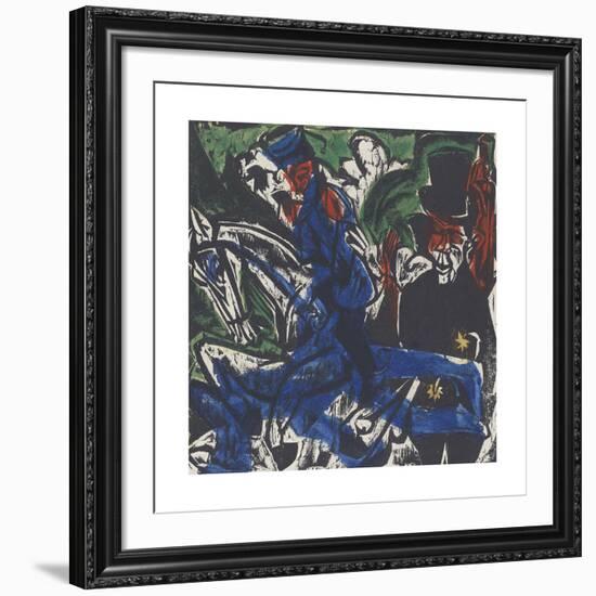 Peter Schlemihl's Wondrous Story - Schlemihl Encounters the Little Gray Man on the Road-Ernst Ludwig Kirchner-Framed Premium Giclee Print