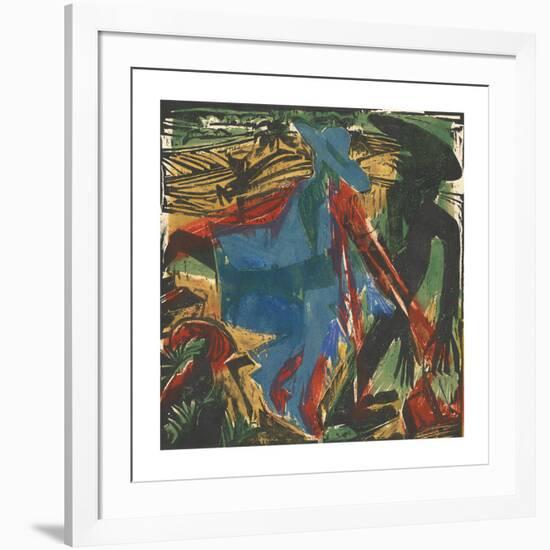 Peter Schlemihl's Wondrous Story - Schlemihl's Encounter with His Shadow-Ernst Ludwig Kirchner-Framed Premium Giclee Print