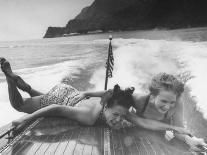 Betty Brooks and Patti McCarty Motor Boating at Catalina Island-Peter Stackpole-Photographic Print